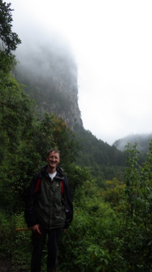 Bedraggled, but you can see the tall pines just upstream in the valley behind me.